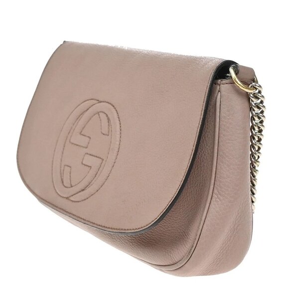 GUCCI GG Interlocking Chain Tassel Shoulder Hand Bag Leather Pink Gold 79EF745 - Picture 2 of 15